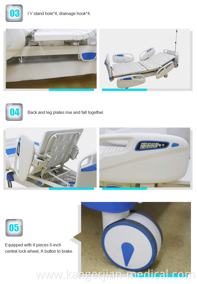 High quality Medical hospital equipment 5 function medical bed prices